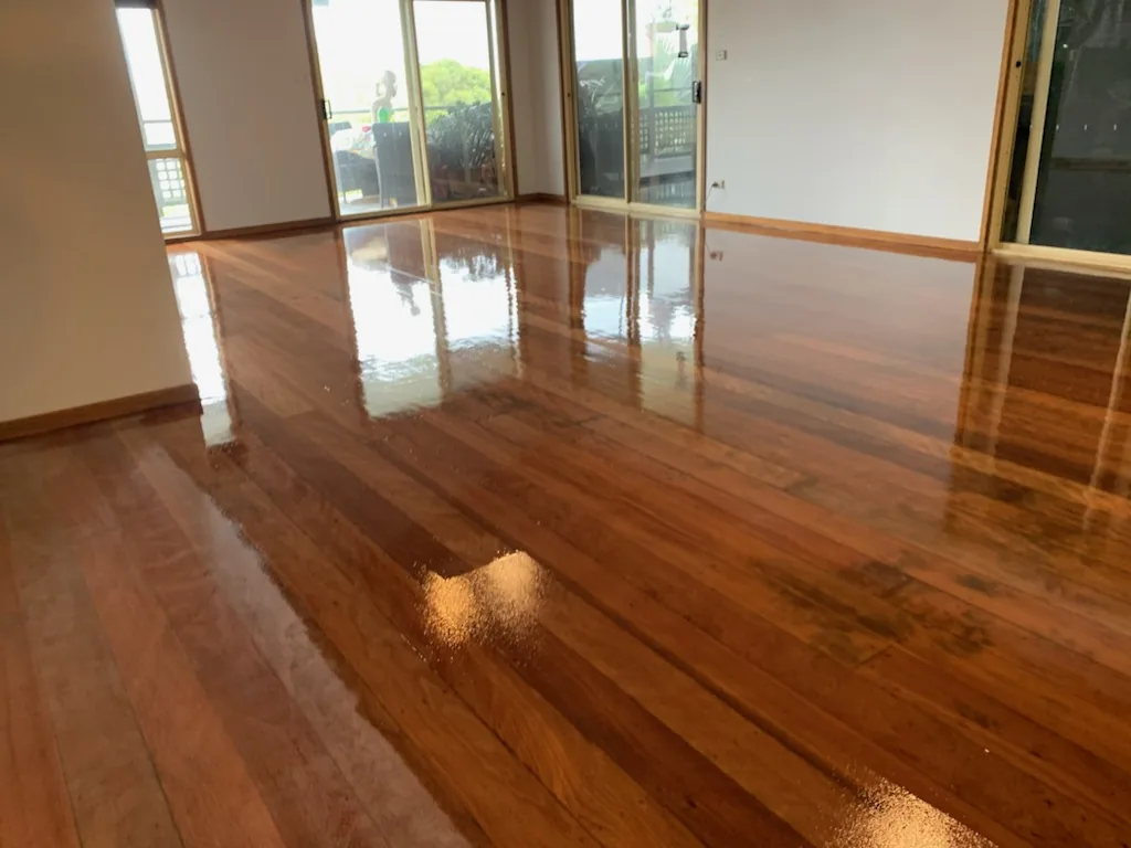 Freshly sanded hardwood floor