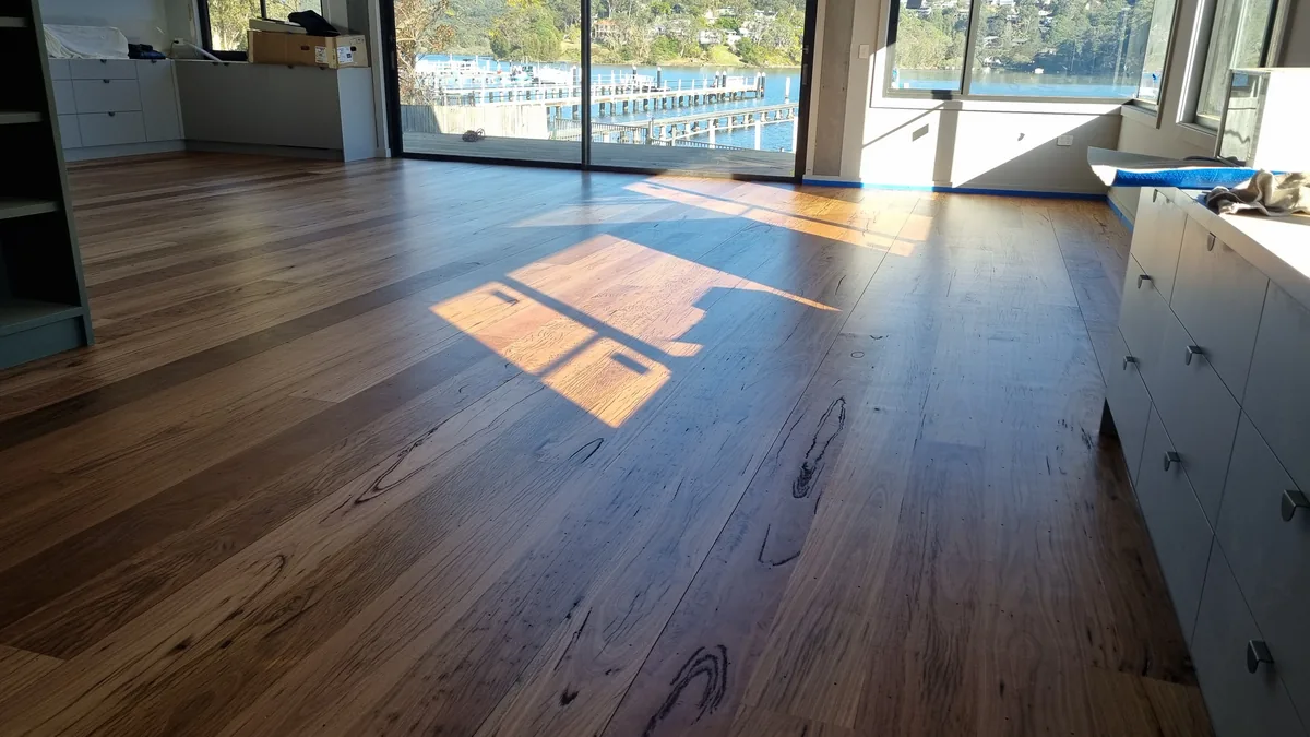 Stained and polished timber floor